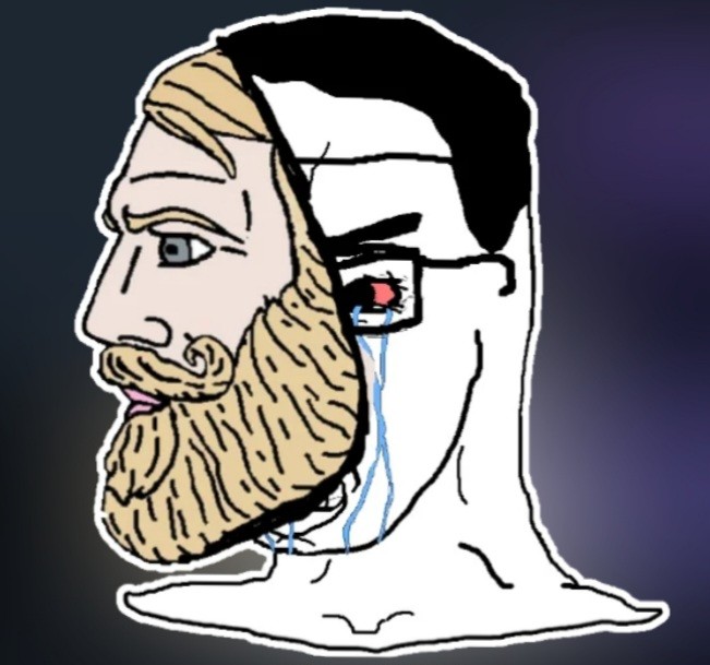 Create meme: chad wojak, a meme with a man with a beard, bearded meme 