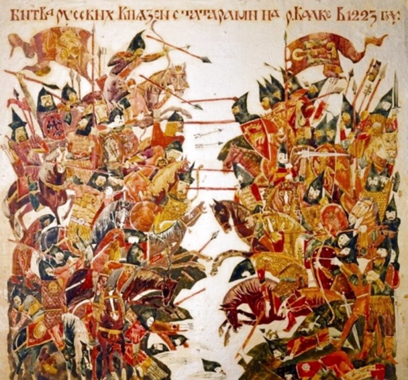 Создать мем: монголы 1223, куликовская битва лицевой летописный свод, повесть о битве на реке калке