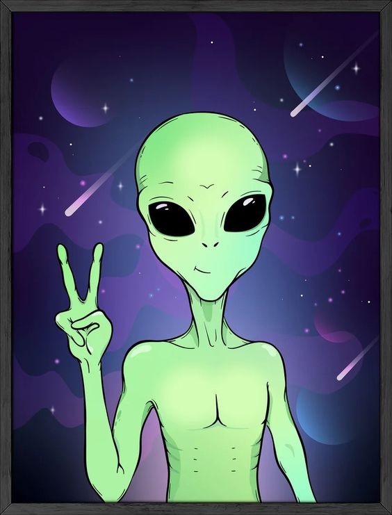 Create meme: aliens , The painting is an alien, the little alien
