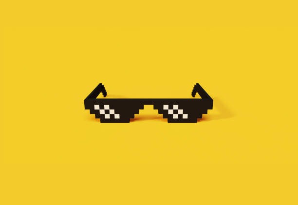 Создать мем: пиксельные очки thug life, пиксельные очки на жёлтом фоне, очки thug life