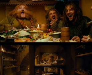 Create meme: hobbit food, hobbit, the hobbit feast, Bombur the hobbit the arts