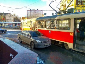 Create meme: Kharkiv tram, two trams on the rails, tram