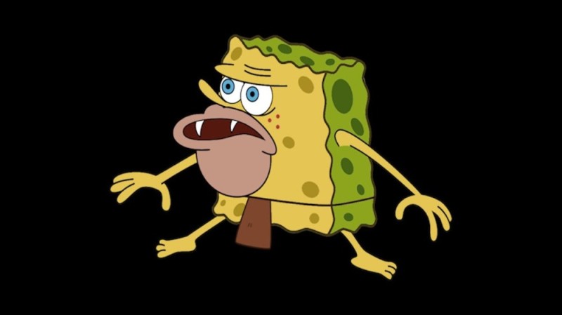 Create meme: spongebob Neanderthal, wild spongebob, meme spongebob savage