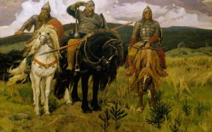 Create meme: Russian heroes, paintings with a story, Vasnetsov heroic gallop