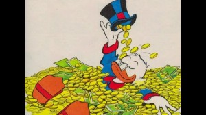 Create meme: Scrooge McDuck swims in gold, Scrooge McDuck, Scrooge McDuck money