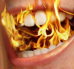 Create meme: burned, fire, chewing food