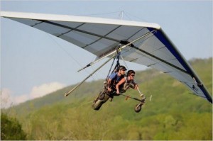 Create meme: flight on the airplane, glider, tandem