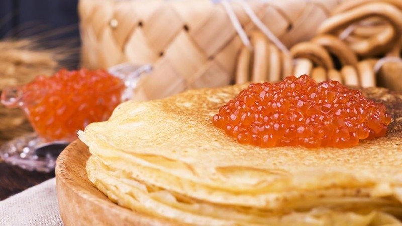Create meme: pancakes with red caviar, pancakes with caviar, pancakes with red caviar