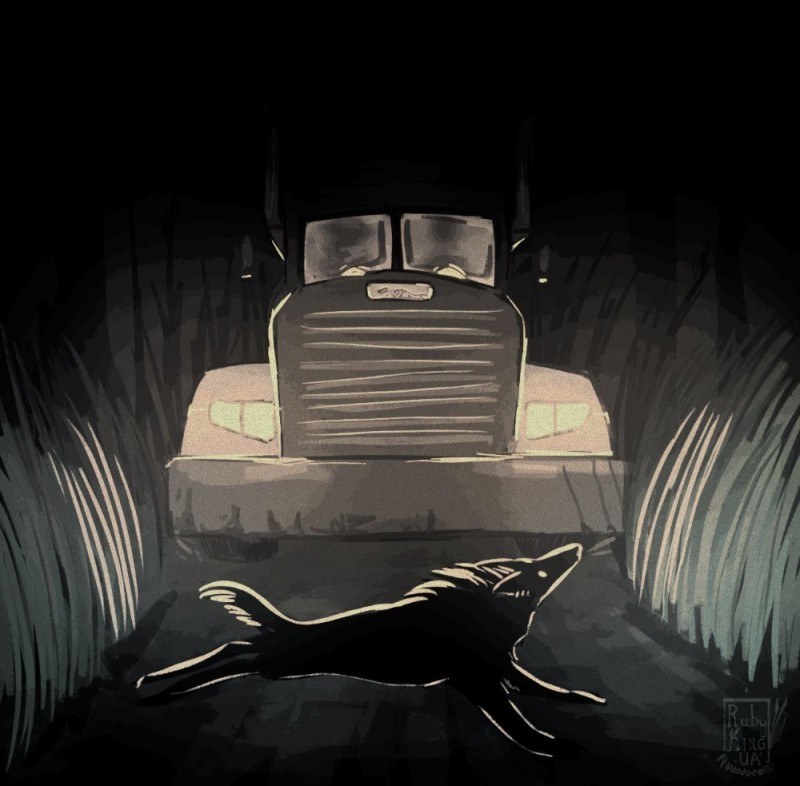 Create meme: darkness, scary stories for the night, truck 