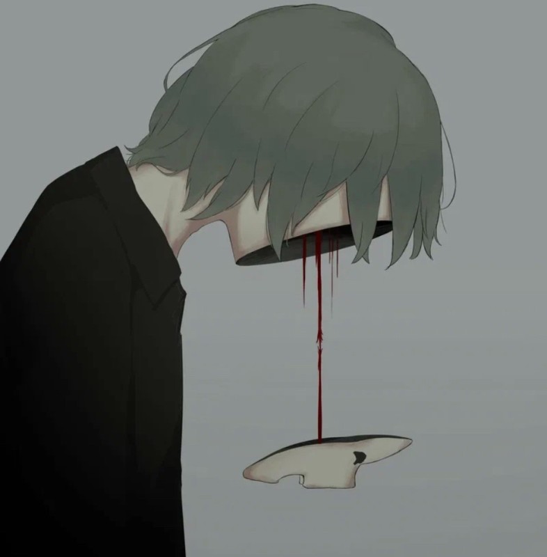 Create meme: depressive anime art, figure , sad anime