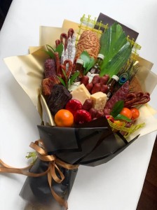 Create meme: men's edible bouquet, edible bouquets meat, bouquet on birthday of products