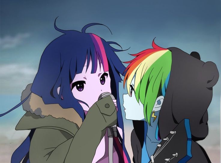 Создать мем: персонажи аниме, пони девушки, rainbow dash