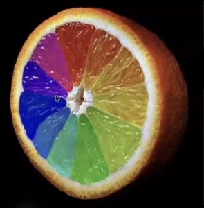 Создать мем: радужные фрукты, разноцветный лимон, радужные апельсины