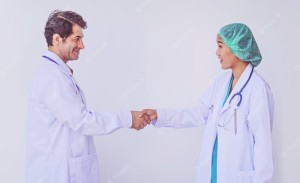 Создать мем: врачи пожимают друг другу руки, врач пожимает руку, врач и медсестра