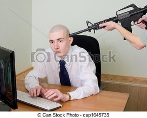 Создать мем: офисный сотрудник, лысый с оружием, офисный клерк лысый