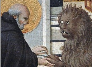 Создать мем: иероним стридонский, святой иероним и лев, страдающее средневековье лев