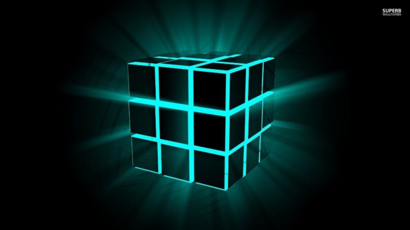 Создать мем: куб на черном фоне, неоновые кубики, рубик куб