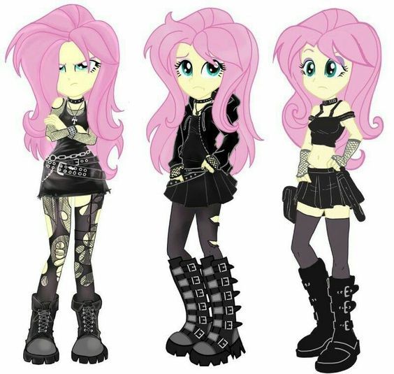 Создать мем: девушки эквестрии, fluttershy goth, флаттершай девушка эквестрии злая