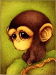 Create meme: animals cute drawings, sad monkey, monkeys