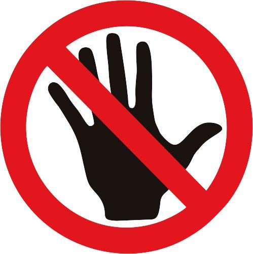 Create meme: do not touch the sign with your hands, stop sign with hand, do not touch with your hands