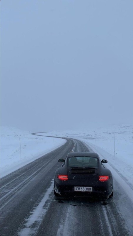 Create meme: car , Porsche cayman in winter, winter road