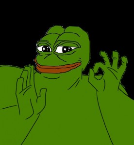 Create meme: Pepe OK, frog meme, the frog Pepe happy