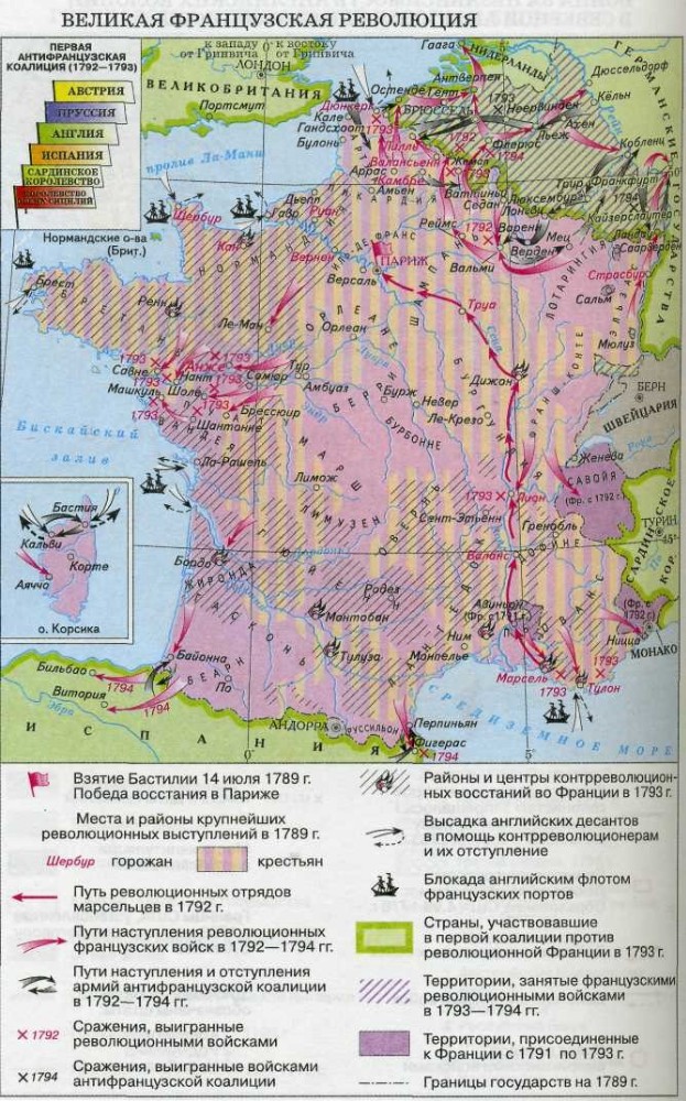 Контурная карта франция в 18 веке