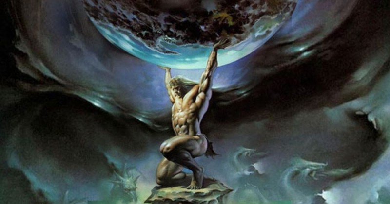 Create meme: Boris Vallejo Titan Atlant, Atlas mythology, Atlas holds the earth