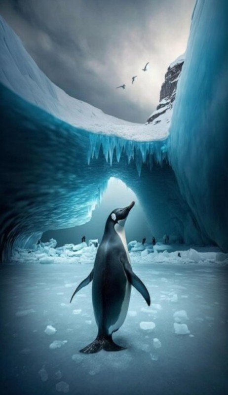 Create meme: penguin , penguins on an iceberg, penguins in the water