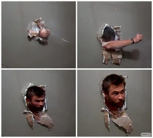 Create meme: Chris Hemsworth breaks down the wall meme