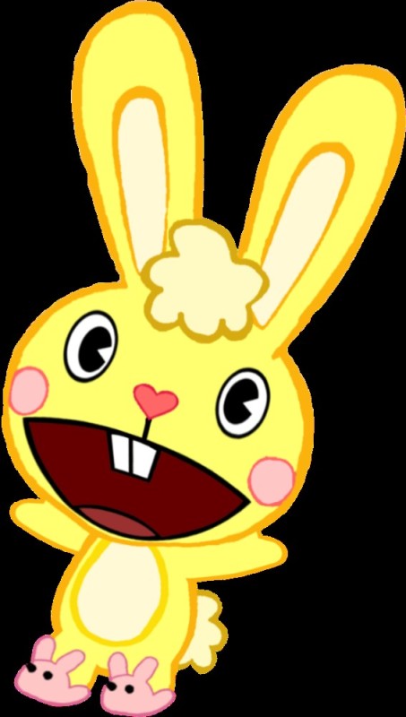 Create meme: yellow hare happy tree friends, happy tree friends yellow rabbit, cuddles happy tree friends
