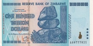 Создать мем: триллион долларов, зимбабве купюра 100 триллионов, купюра 100 триллионов долларов зимбабве