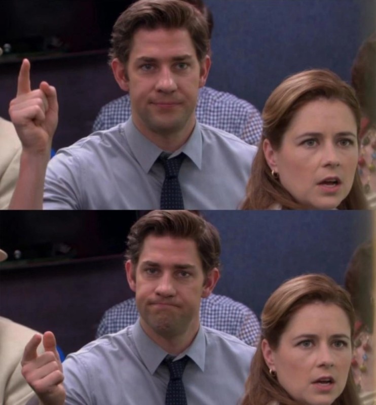 Create meme: John Krasinski, the office meme, Jim and Pam's office