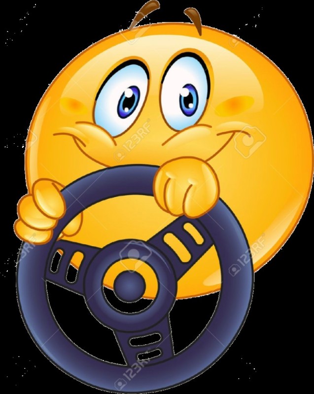 Create meme: smiley face with a steering wheel, smiley face driver, emoticons 