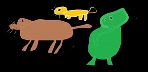 Создать мем: бегемот в пейнте, фигуры животных, лягушонок кермит