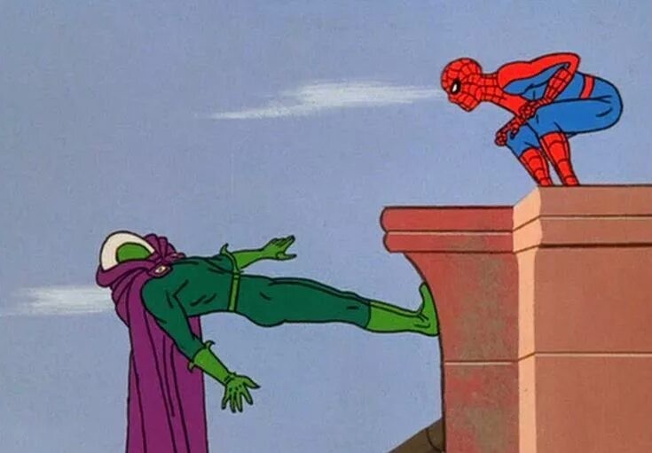 Create meme: two spider-men, three spider-man meme, spider-man 1967