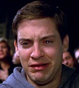 Create meme: Tobey Maguire crying meme, Peter Parker crying meme, crying Tobey Maguire