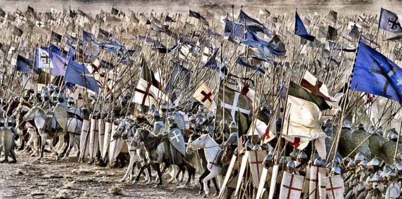 Create meme: The capture of Jerusalem by the crusaders, illustration, army of knights