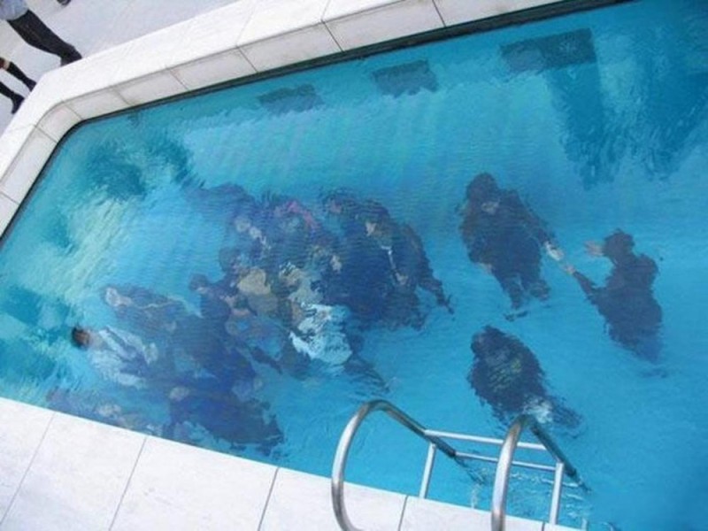Create meme: in the pool , underwater in the pool, Leandro Ehrlich's pool