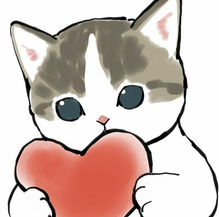 Создать мем: милые рисунки, котик с сердечком рисунок, кошка рисунок милый