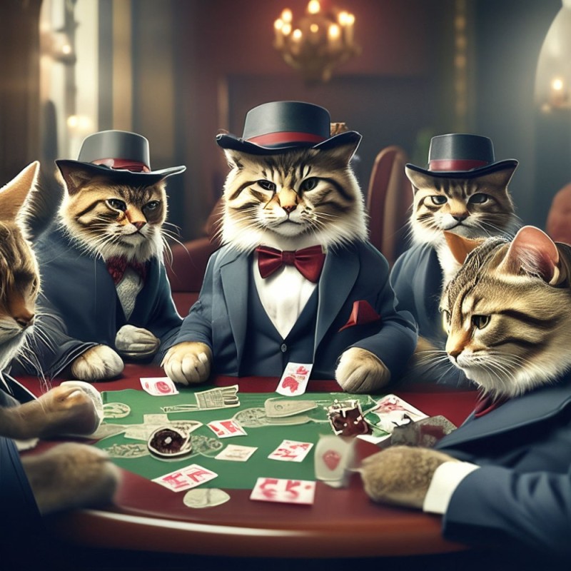 Create meme: the cat is a gambler, people , cat 