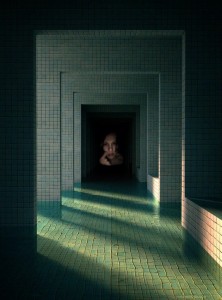 Create meme: corridor, people, dark image