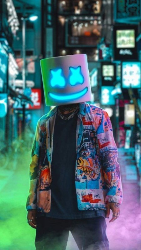 Create meme: marshmallow dj 2020, marshmello, marshmallow DJ neon