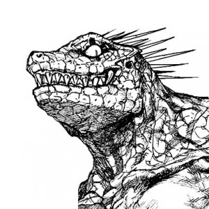 Создать мем: динозавр арт карандашом, дорохедоро кайман, дорохедоро аниме ящер