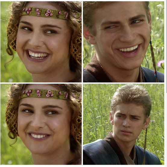 Create meme: meme Anakin and Padme on a picnic, Anakin and Princess Padme Meme, Star wars Anakin and Padme