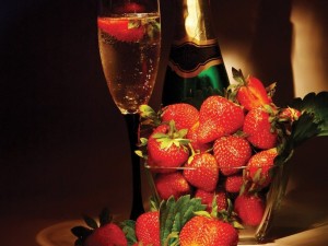 Create meme: champagne with strawberries