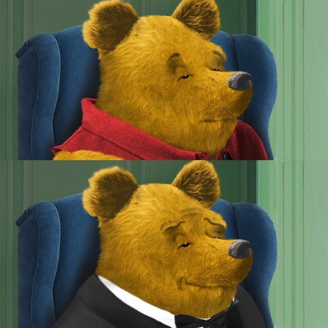 Create meme: meme Winnie the Pooh , Winnie the Pooh in a suit, meme Winnie the Pooh in a Tux