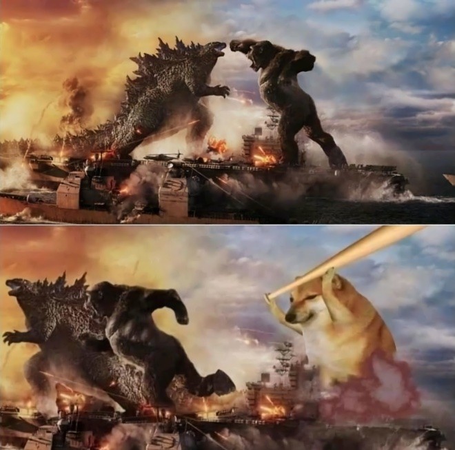 Create meme: godzilla vs. kong 2021, Godzilla meme, godzilla vs king