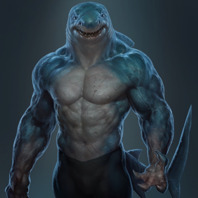 Create meme: shark man art, shark art, shark Jock
