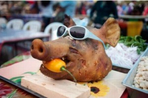 Создать мем: a pig, suckling pig, филиппинский поросенок на гриле